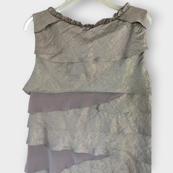 Dress Barn Beige Tiered Dress Size 14 - Picture 4 of 5